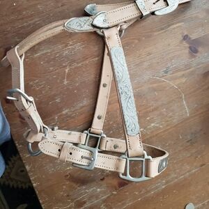 Tan Leather Show Halter with Silver Accents